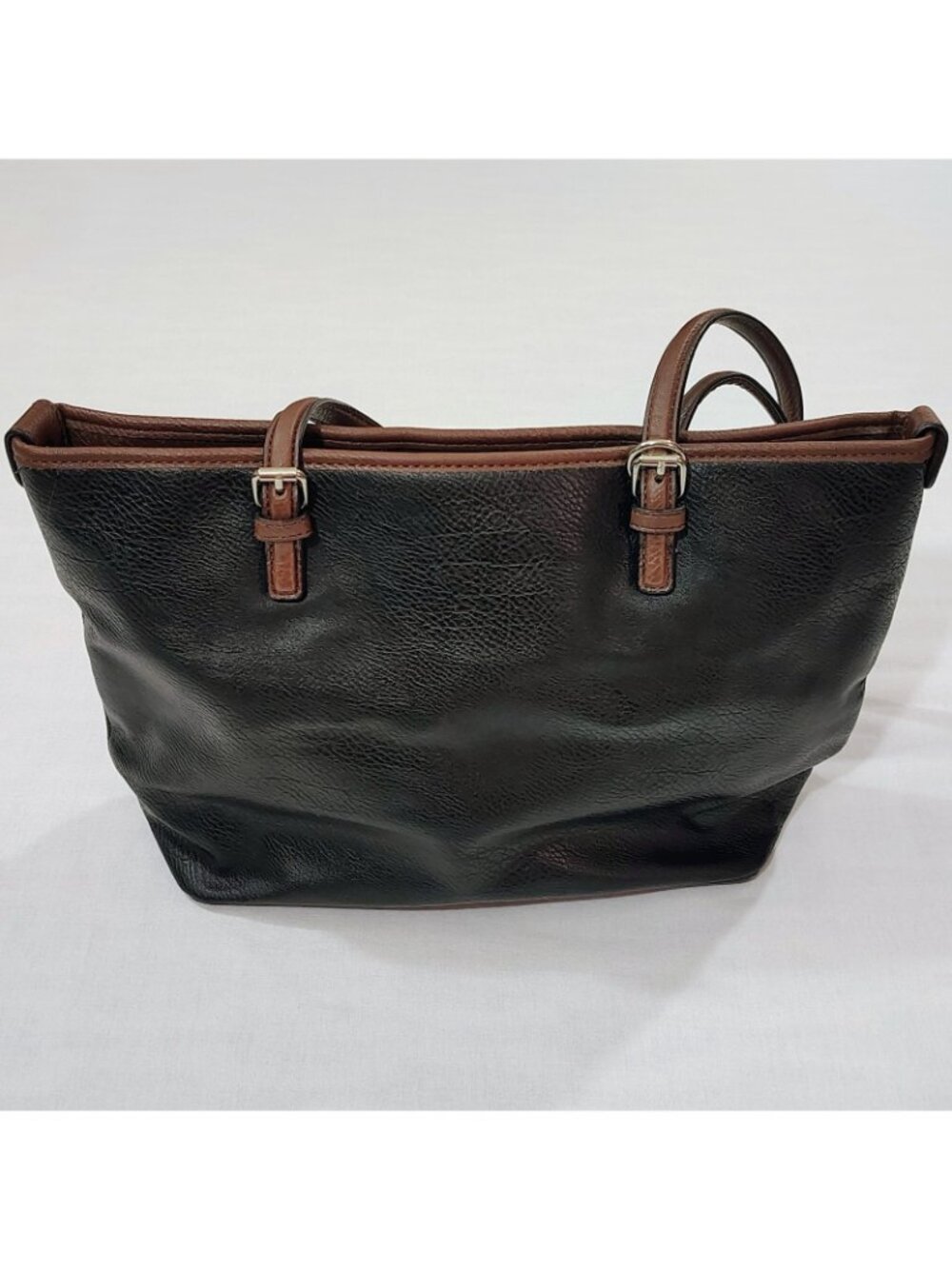 Bueno Tote Bag Black Brown Faux Leather Shoulder Purse Handbag Pockets - Picture 2 of 16